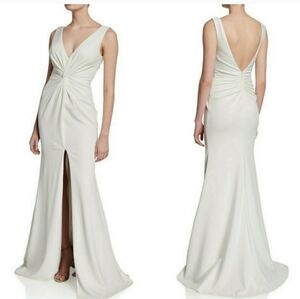 Jovani white gown with front slit size 10